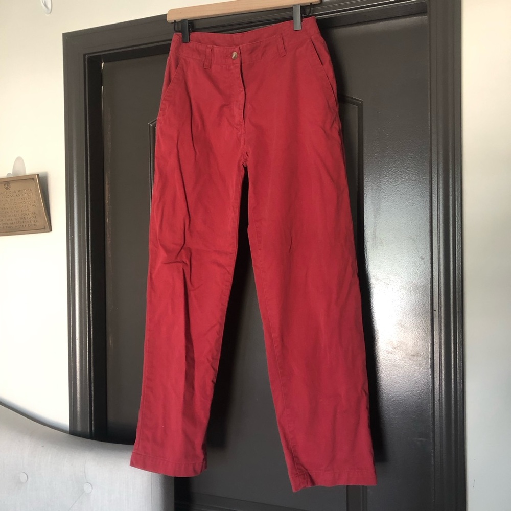 L.L.bean brick dark red trouser wide tapered leg big pockets